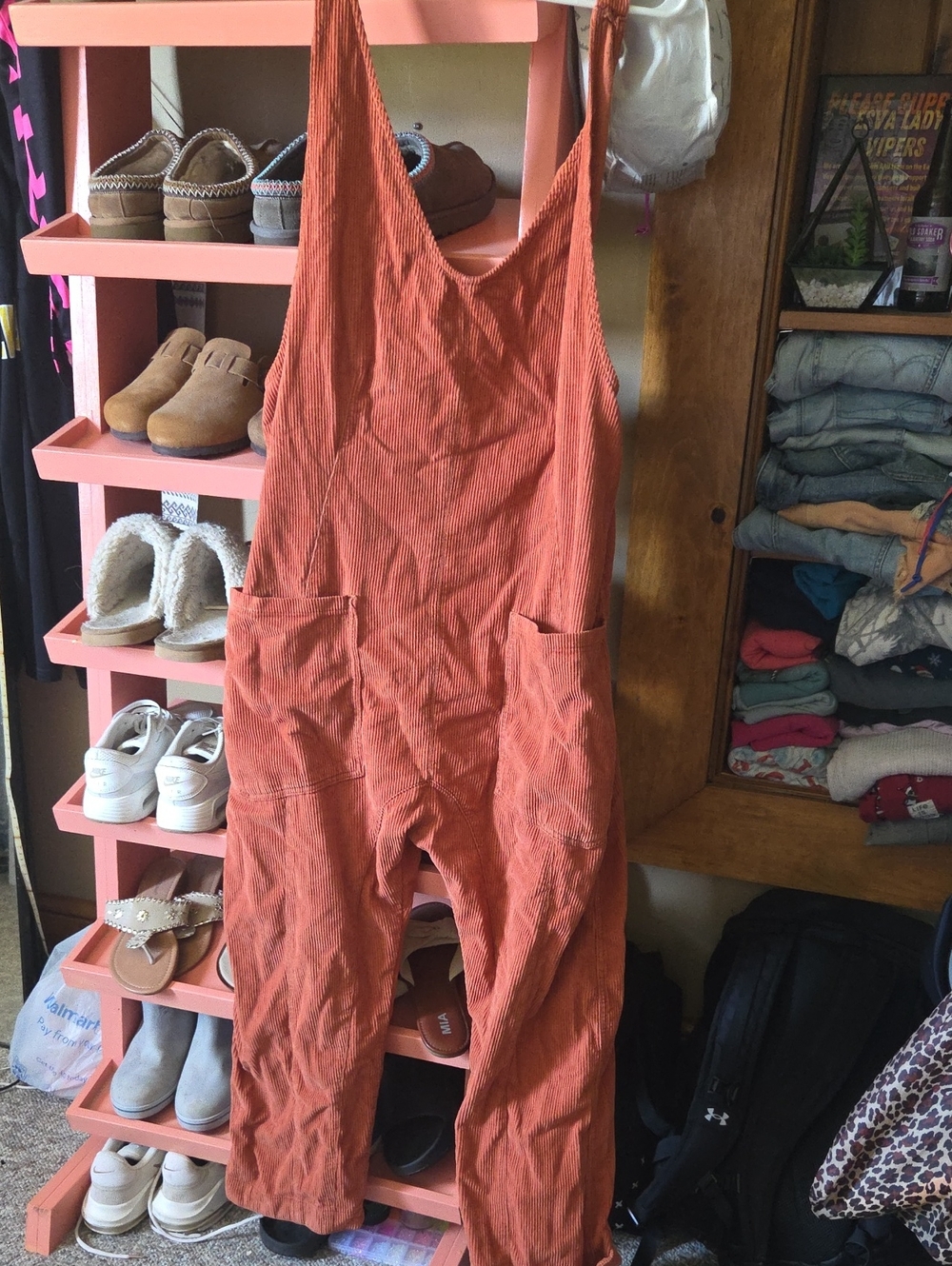We The Free Rust Corduroy Pinafore Jumpsuit
